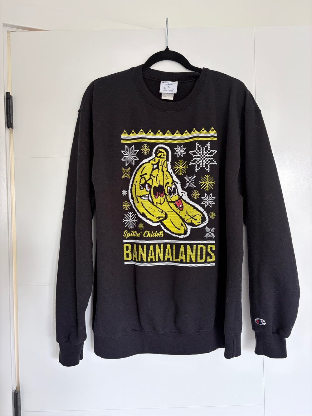 Champion Black Crewneck Sweatshirt with Yellow BANANALANDS Graphic